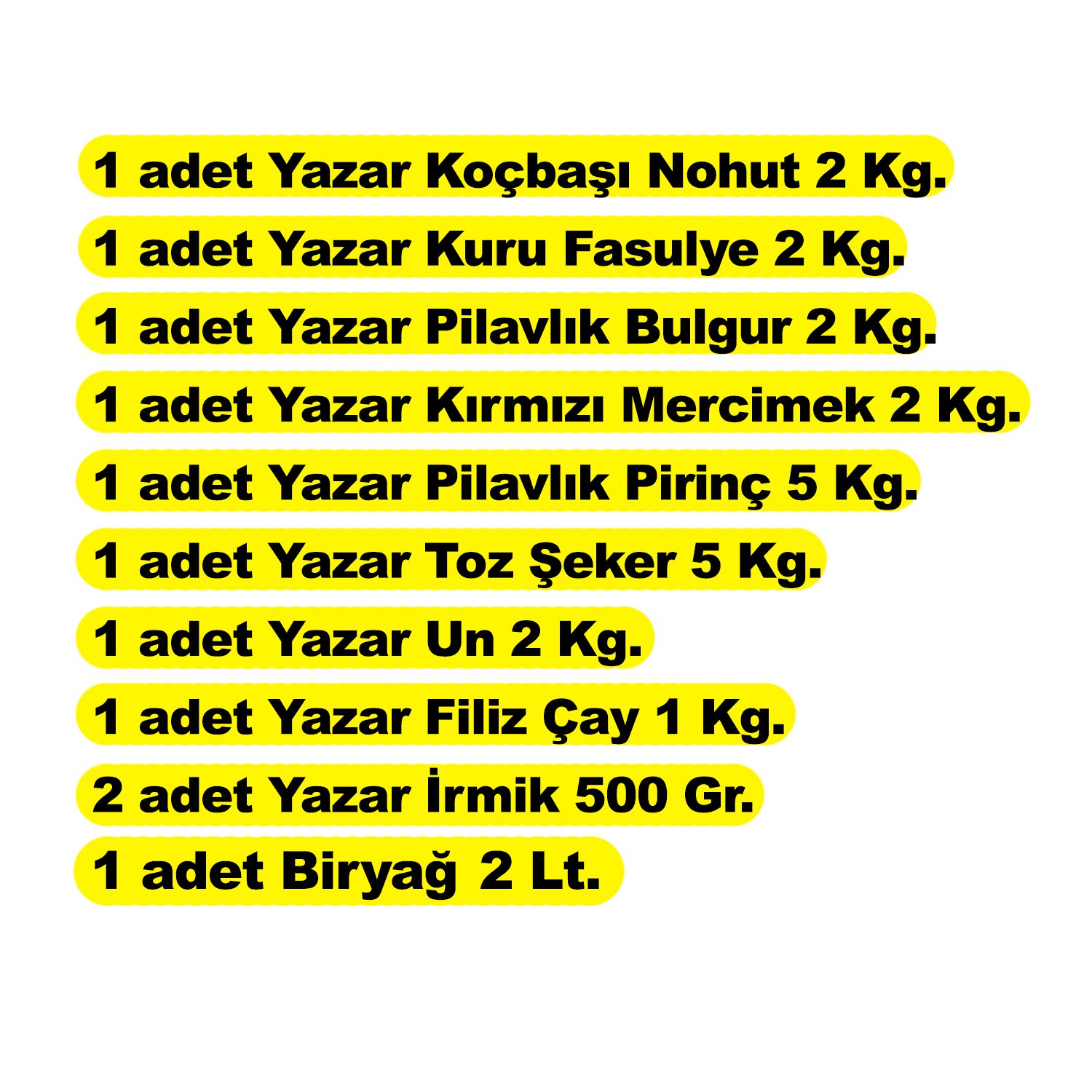 Yazar Ramazan Kumanya Gıda Kolisi Yardım Paketi 10 Parça 24 Kg